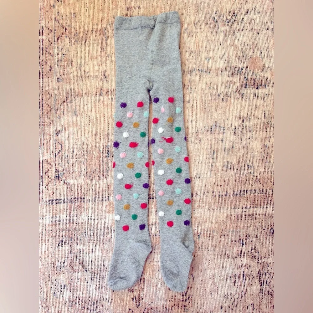 Gray Tights with Colorful Polka Dots 4-5
